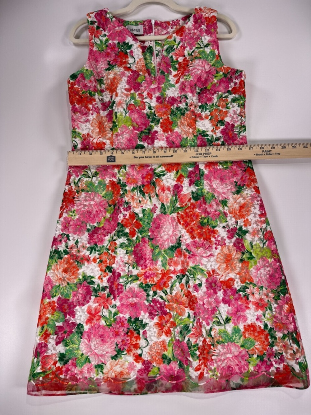 Sara Campbell Shift Dress Scalloped Sleeveless Floral Lace Pink Size 10 - Picture 10 of 13
